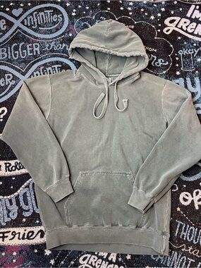 Comfort Colors Cape Elizabeth Maine Hoodie Faded Green Whale Graphic pullover S
